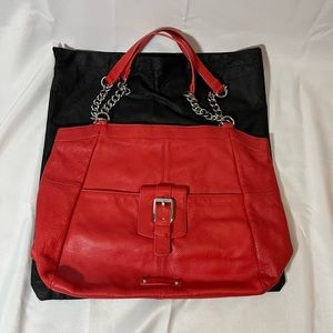 Blood Red Natural Leather B. Makowsky shoulder bag